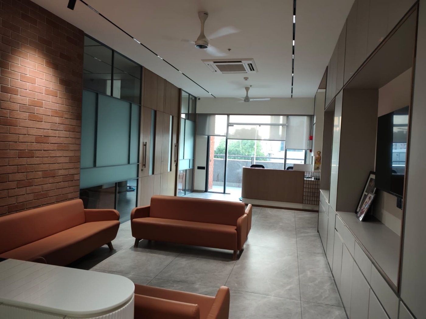 Patient waiting lounge with comfortable seating